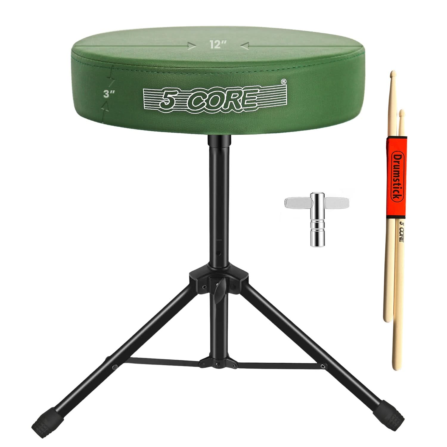 5 Core Drum Throne 3" Thick Padded Comfortable Guitar Stool Drummer Chair Adjustable Musician Seat-0