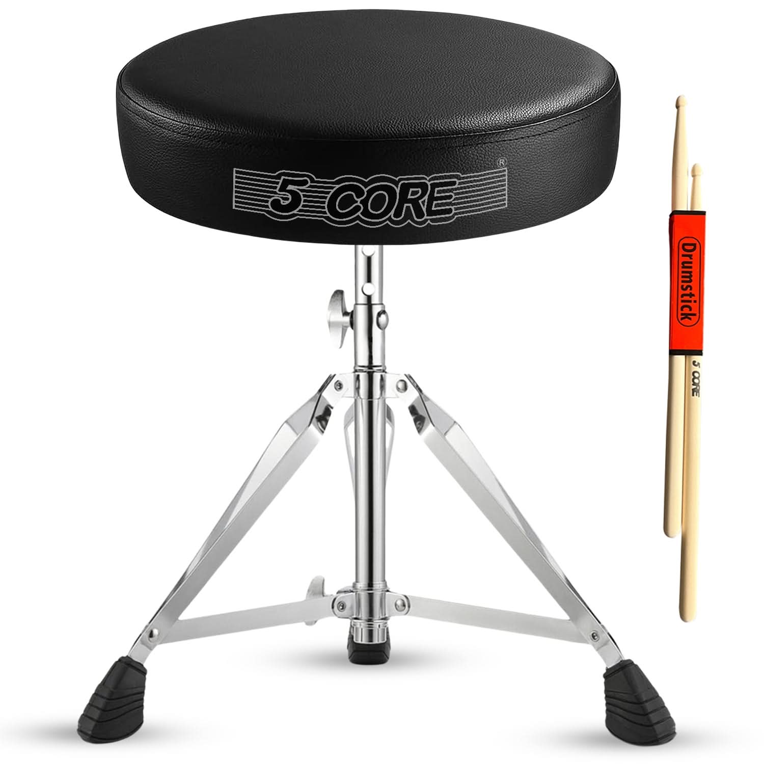 5Core Drum Throne Padded Adjustable Guitar Stool Drummer Seat for Adults & Kids BLACK-0