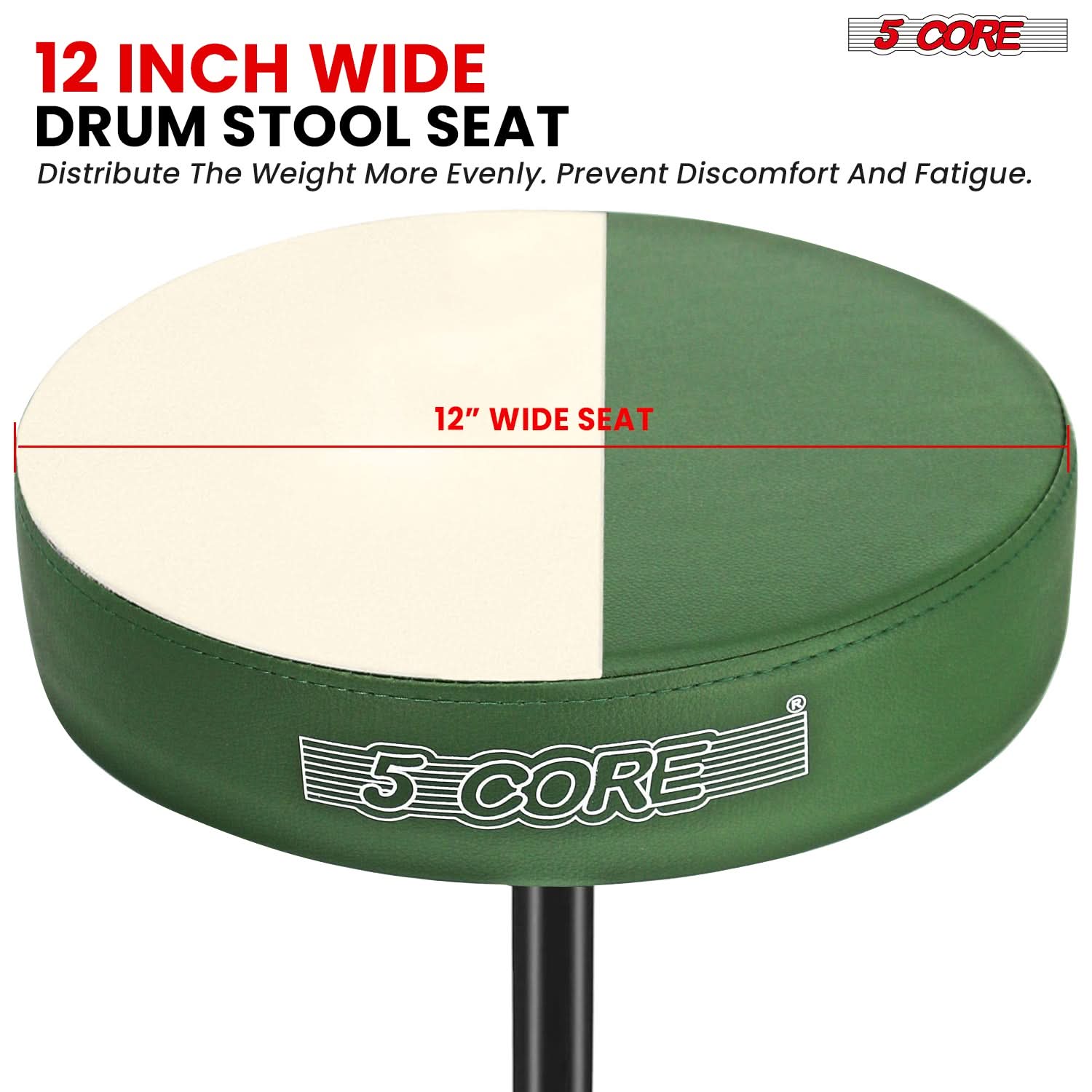 5 Core Drum Throne 3" Thick Padded Comfortable Guitar Stool Drummer Chair Adjustable Musician Seat-2