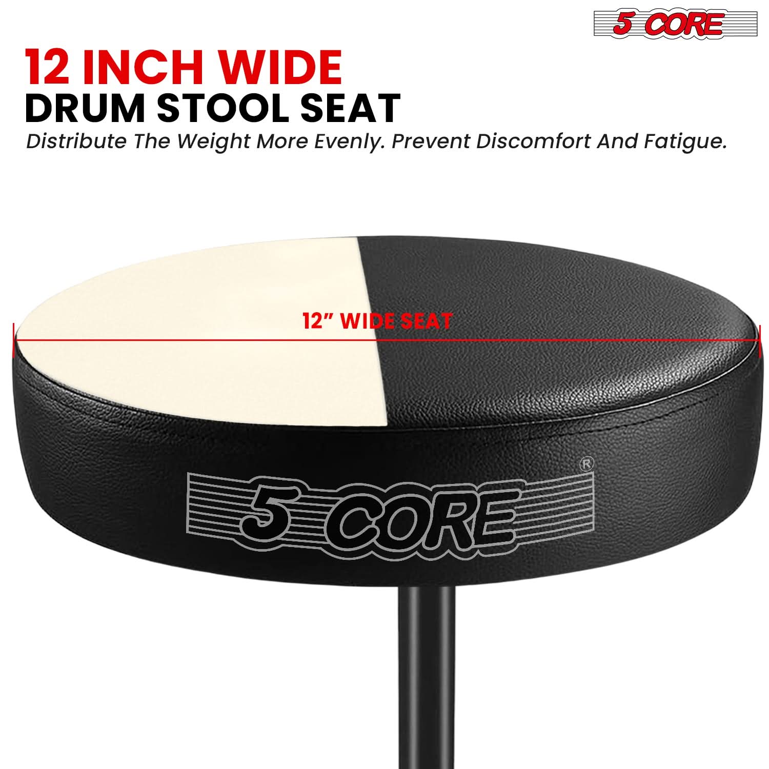 5 Core Drum Throne 3" Thick Padded Comfortable Guitar Stool Drummer Chair Adjustable Musician Seat-2