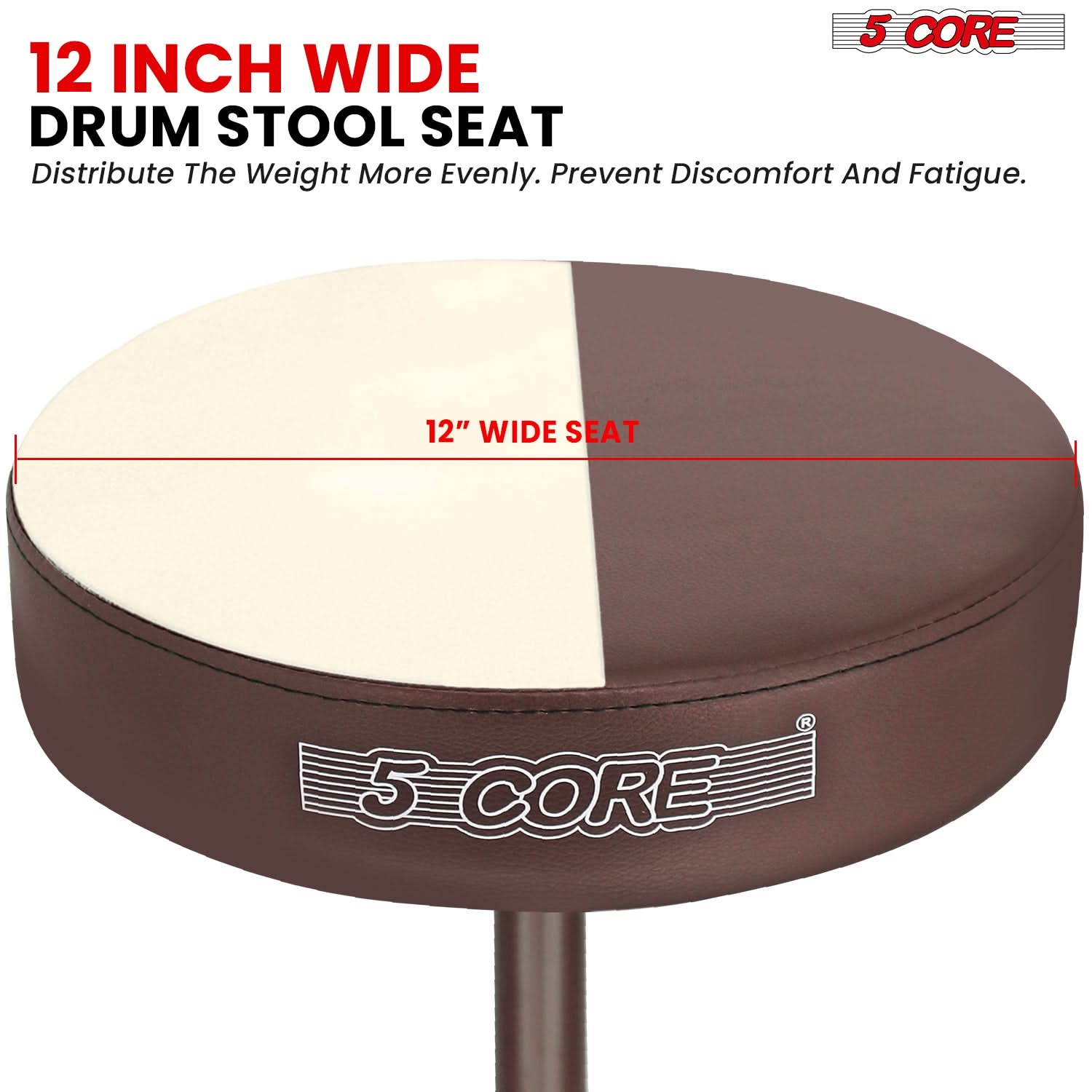 5 Core Drum Throne 3" Thick Padded Comfortable Guitar Stool Drummer Chair Adjustable Musician Seat-2