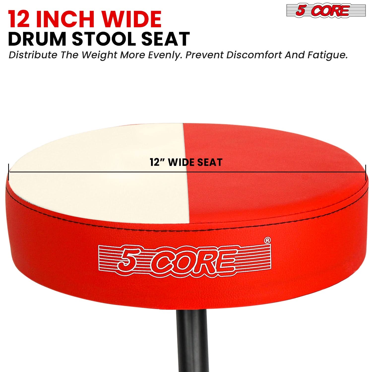 5 Core Drum Throne 3" Thick Padded Comfortable Guitar Stool Drummer Chair Adjustable Musician Seat-2
