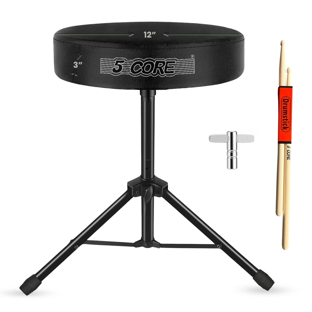5 Core Drum Throne 3" Thick Padded Comfortable Guitar Stool Drummer Chair Adjustable Musician Seat-0