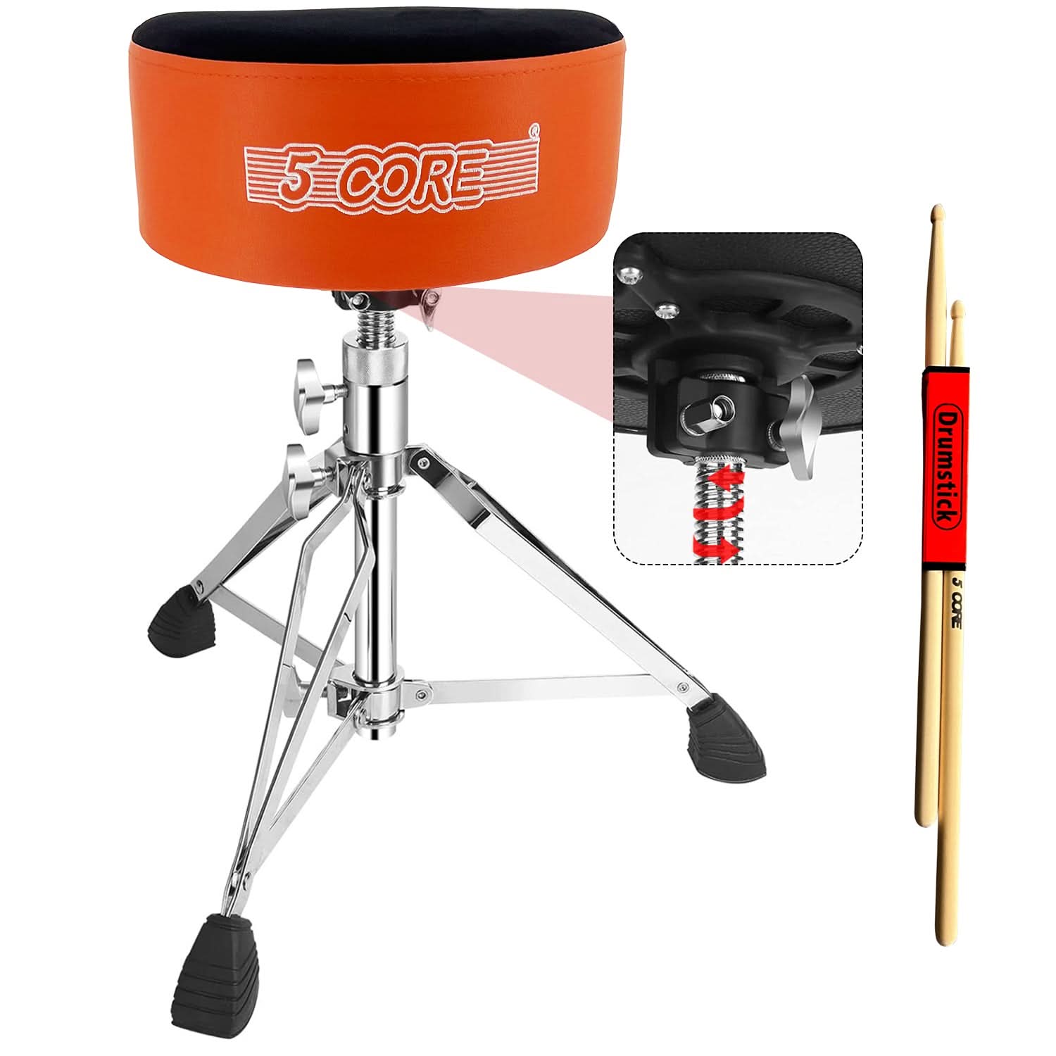 5 Core Drum Throne 5" Padded Guitar Stool Adjustable Heavy Duty Music Chair Seat w Luxury Velvet Top-0