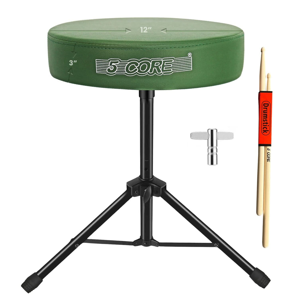 5 Core Drum Throne 3" Thick Padded Comfortable Guitar Stool Drummer Chair Adjustable Musician Seat-0