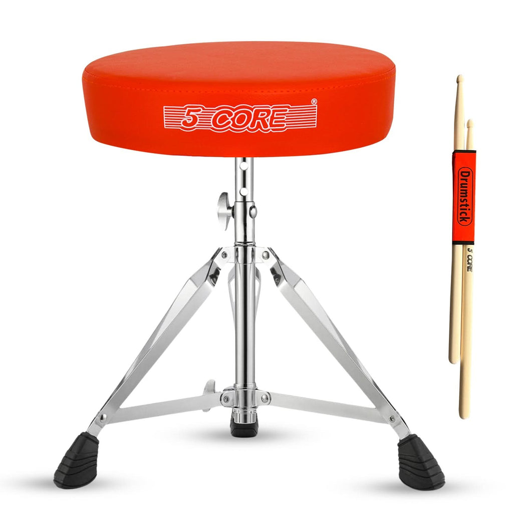 5Core Drum Throne Padded Adjustable Guitar Stool Drummer Seat for Adults & Kids ORANGE-0