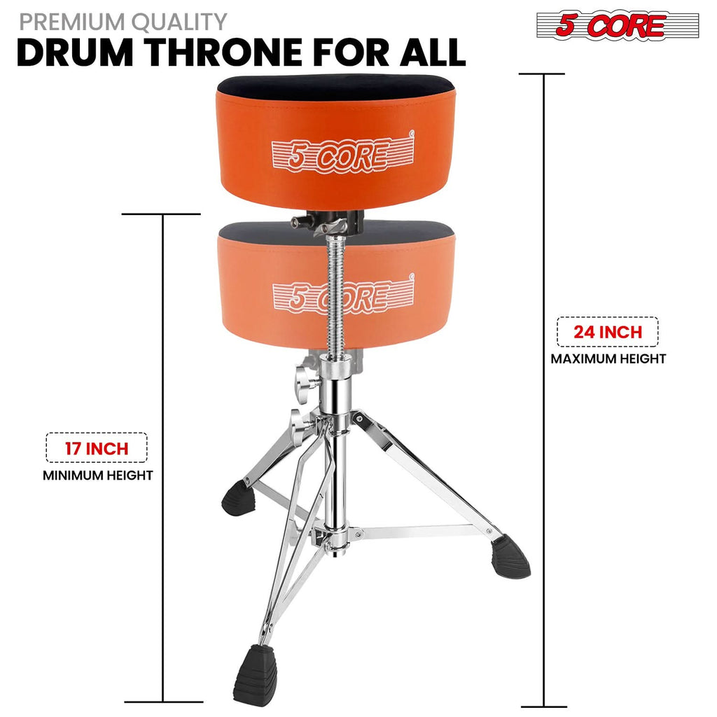 5 Core Drum Throne 5" Padded Guitar Stool Adjustable Heavy Duty Music Chair Seat w Luxury Velvet Top-2