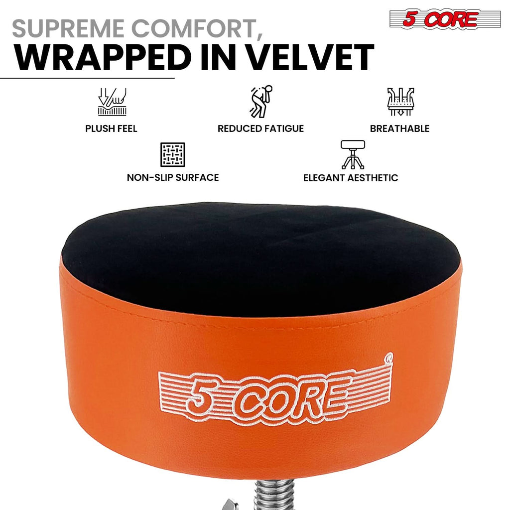 5 Core Drum Throne 5" Padded Guitar Stool Adjustable Heavy Duty Music Chair Seat w Luxury Velvet Top-3